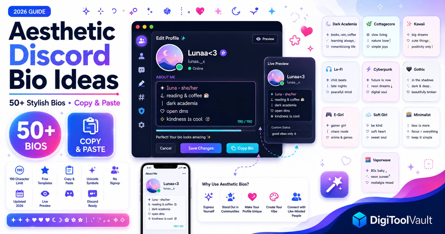 Aesthetic Discord Bio 50+ Copy & Paste Templates 2026